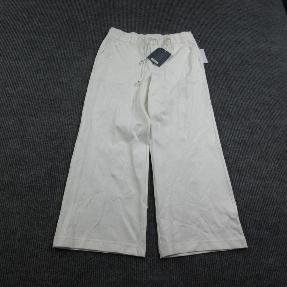 Democracy Pants Womens L White Wide-Leg Pull On High Rise Stretch Jersey 32x30